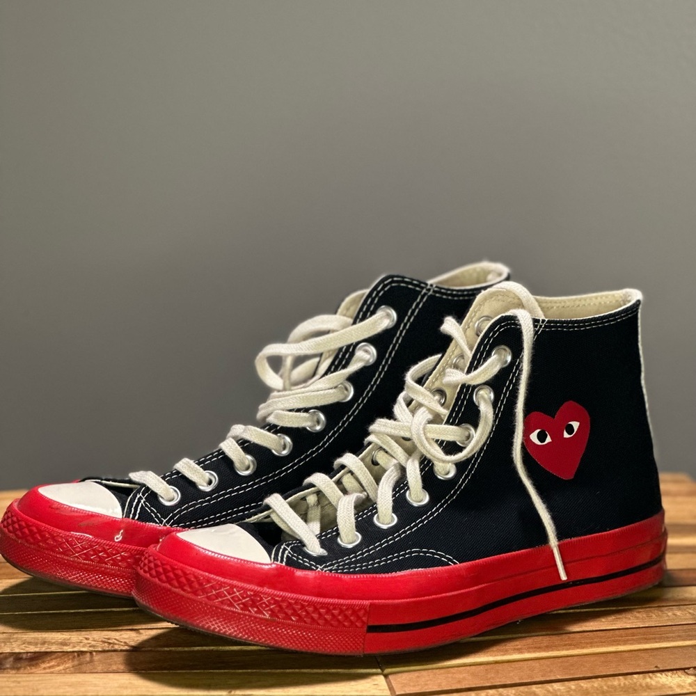 CONVERSE X COMME DES GARCONS PLAY ALL STAR CHUCK '70 HI RED SOLE - BLACK